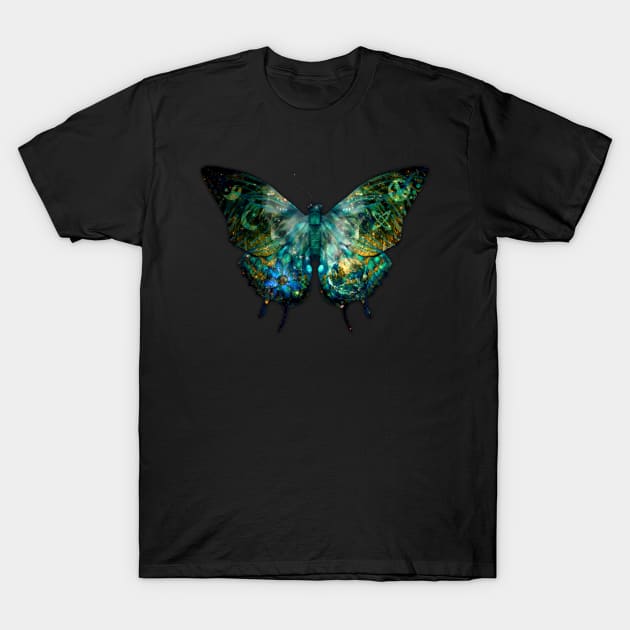 Butterflies, Celestial Garden Butterfly’s Soul in Green T-Shirt by Dream and Design